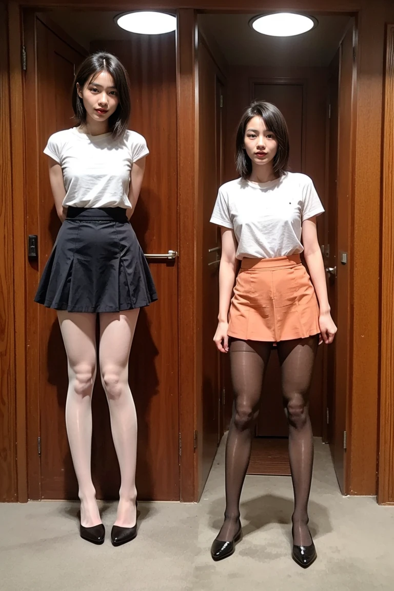 Very cute girl、beautiful girl、Sitting、Spread your legs、mini skirt、Cute Panties、smile,from below multiple views