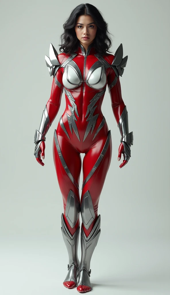 (masterpiece、Superb quality、Ultra delicate、High resolution)、Female Focus、(((New Ultraman)))、((No muscle)))、(Narrow head、Body silver、Streamlined arms、Looks tall and thin、The overall shape is feminine and modern.)、(fisting)、Model pose、High angle、Dark Night、City Ruins、Background Details、(((whole body)))、Looking down from above、(((sense of greatness)))、Female body type、Large Breasts