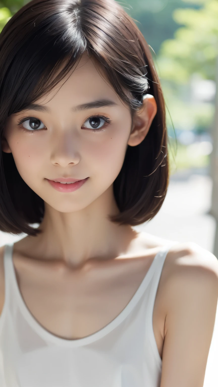 Japanese, Petite women, Physical build, , Long look, A fleeting atmosphere, Age 30, Brown Bob Hair, ((Thin lips,skinny)), Completely naked, necessity,  best quality , Detailed skin, Detailed face, Detailed eyes, 8k, Good anatomy,  full body focus 