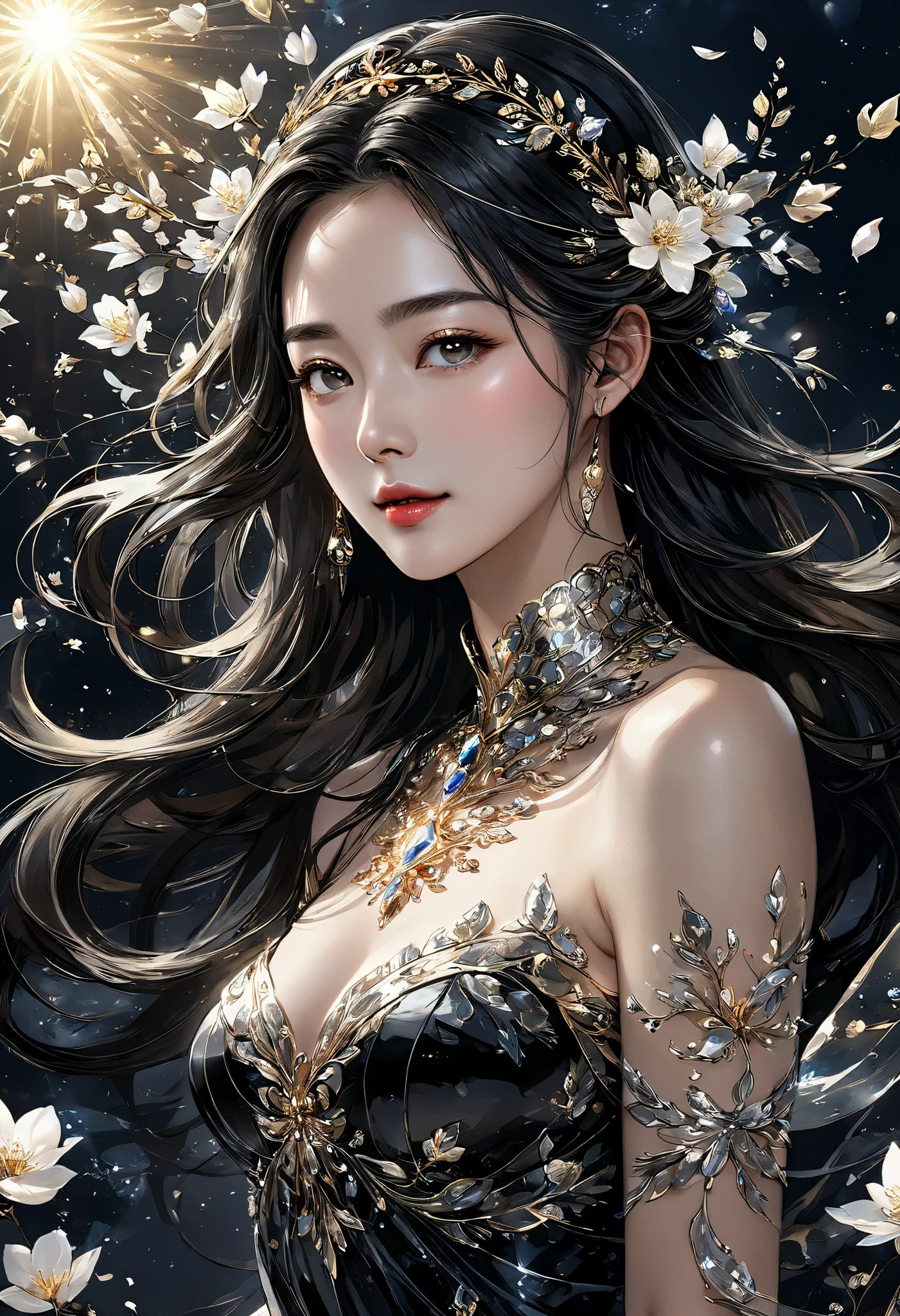 4K resolution,8K resolution,beautiful,Highest quality,Absolutely wonderful,Very detailed,Ultra-high resolution,masterpiece,(Realistic:1.5),(Realistic:1.5),Increased depth of field,Cinematic Light,
One elegant mature woman,
Long black hair,精巧なディテールのbeautiful顔,A face full of compassion,Transparent white skin,Very sensitive skin,Great proportions,Glamorous Body,Anatomically correct body,
Elegant high leg swimsuit,ornate designs,Gorgeous and detailed pattern,Beautifully detailed pattern,Detailed cloth texture,Decorated with lavish jewellery,
Dark clouds in the night sky,delay々The desolate coastline continues,Deserted beach,Dark sea surface,
(Dramatic Angle:1.5),