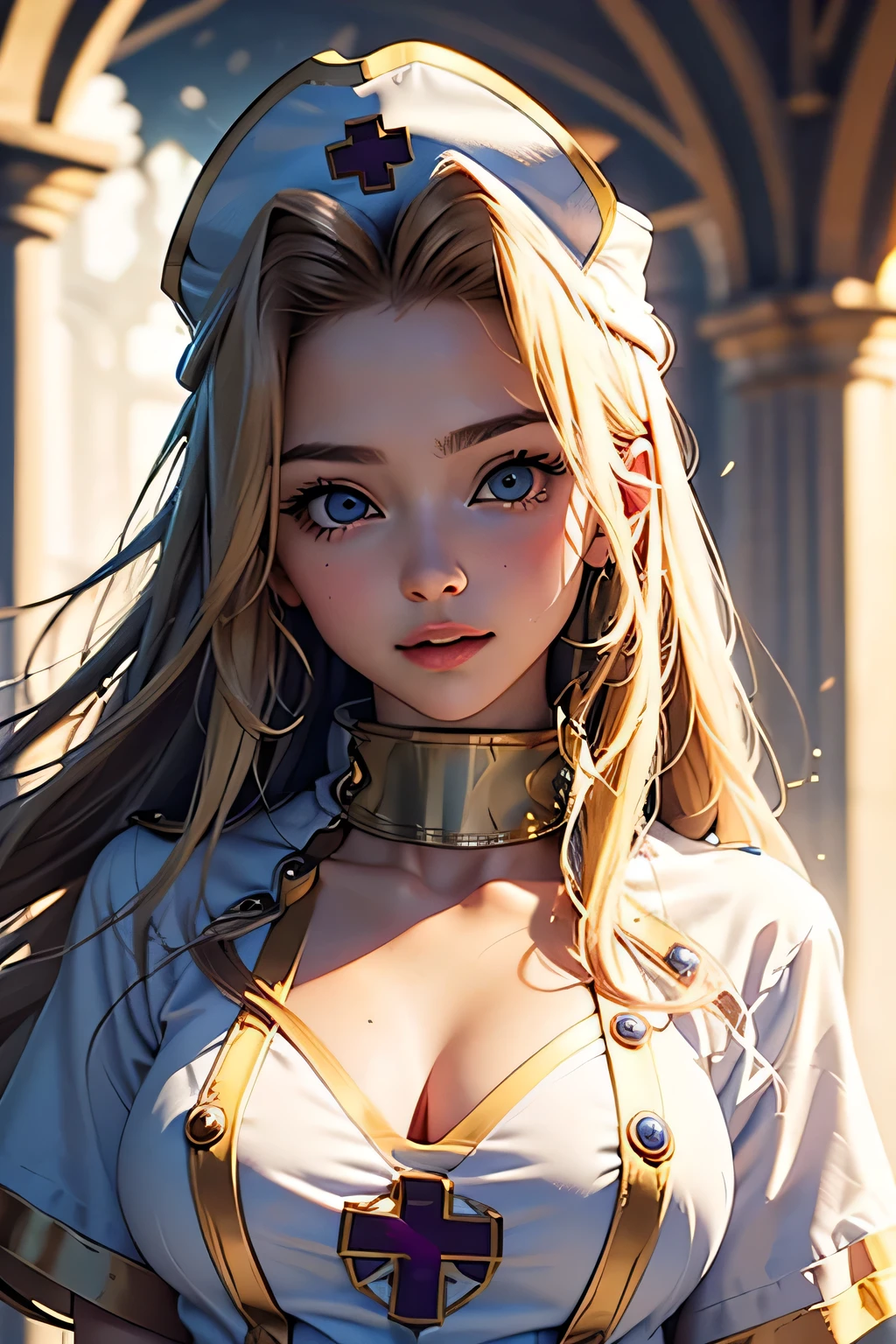 perfect anatomy best quality, highest resolution,(((Clothes with metallic luster shiny nurse hat))) Tales of Phantasia mint