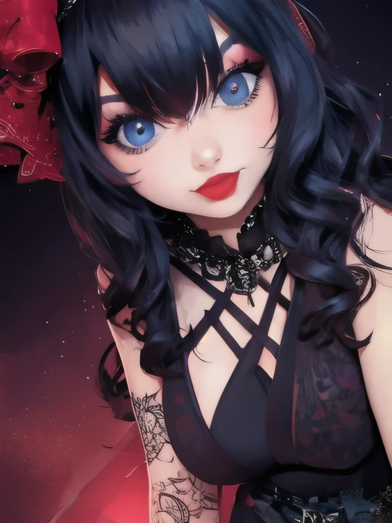 Ultra realistic girl, smilling face, orange and pink ombre flower background, portraite, halloween, Gothic, melhorar, flowing purple hair, garter belt, beautiful lace panties without fail, Sweet and sexy, seductively pose