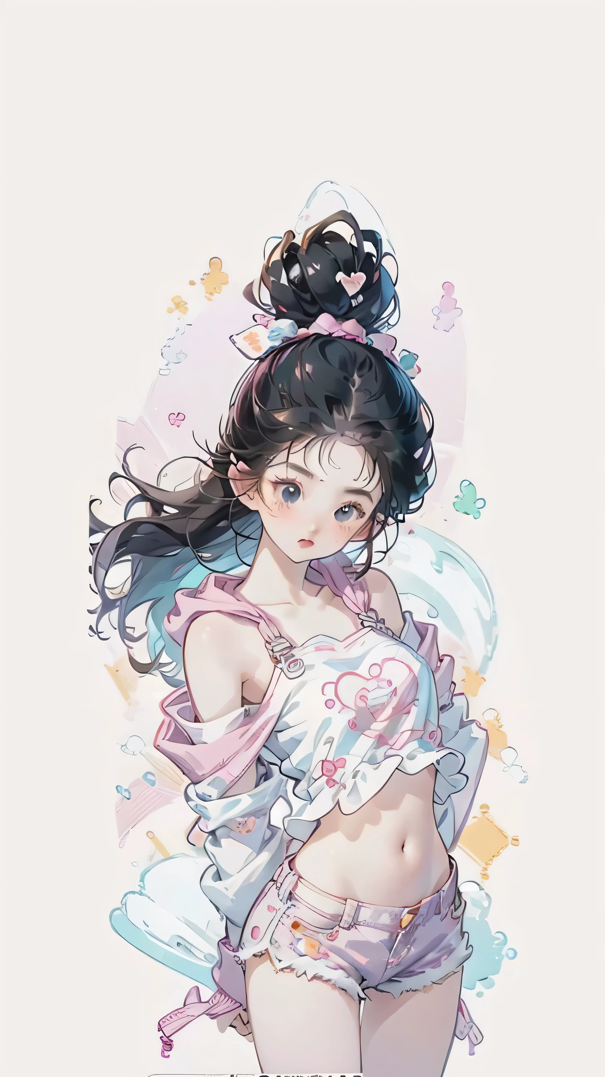 ((best quality,4K,high resolution,masterpiece:1.2)), (whole body:1.2), (Young Girls),(((Love Hotels)))、Contempt、 、Pink and black hoodie、1 Girl, Black Hair, long hair, Sleep, Light Particles, wallpaper, Extra short hot pants,A young girl lies flat on the bed in the bedroom, hugging her knees and showing a cute expression in the sun. Close-up,
slim body, perfect body, an anime printed super tight off shoulder long sleeve crop top, wearing super tight anime print micro shorts, a super aesthetic transparent mini : 1.5),Denim short, clear and beautiful face、(Cute illustrations:1.2), High resolution, Extremely detai