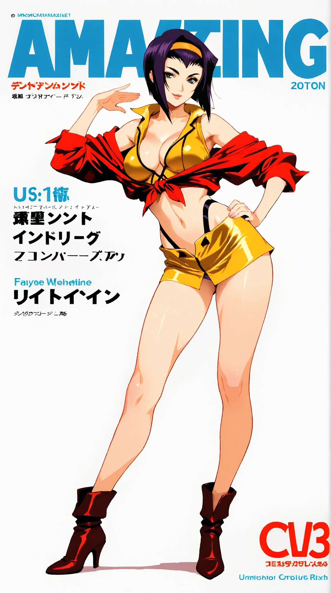 Masterpiece, best quality, Masterpiece, best quality, 1 woman , blue eyes , yellow ponytail , sly face , smile , gold bikini , abdomen, big breasts , Long legs , hands on hips , Barefoot , stand perfectly erect , house building background , people in the background