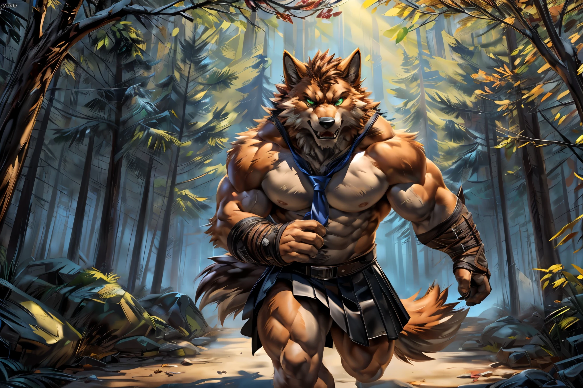 muscular feral:1.2 werewolf, posing for the camera. 4k, high resolution, best quality, perfect colors, perfect shadows, perfect lighting, posted on e621, orange furry body, orange fur, white chest, black beard, feral wolf, werewolf, solo, male, adult, green eyes, realistic eyes, looking at camera, masculine, (muscular, dense build:1.4, muscular shoulders, strong pecs), correct anatomy, dad body, (photorealistic fur, detailed fur, epic, masterpiece:1.2), (detailed forest, jogging, sunshine:1.2), sexy shadows, (by echin, by Taran Fiddler, by takemoto arashi, by Traver009, by Juiceps), (detailed eyes:1.2), impressive physique, struggling, bothered face, exhausted, detailed eyes, looking at camera, (close-up):1