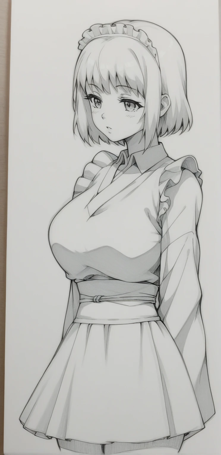 A captivating two-page spread from a manga, showcasing Aisaka Kanade on the first page. Her short bob hair, styled with a center part, frames her sweet face adorned with blush and bright, sparkling eyes. She dons a beautiful red Christmas dress, the hem lifting slightly to reveal a hint of her medium breasts, complementing her perfect anatomy. A red bow is tied neatly at her neck, and a red headband adorns her forehead. A candy cane pattern is subtly incorporated into her stockings, the whole ensemble perfectly capturing the festive spirit against the backdrop of a winter landscape, complete with a towering Christmas tree and snow-