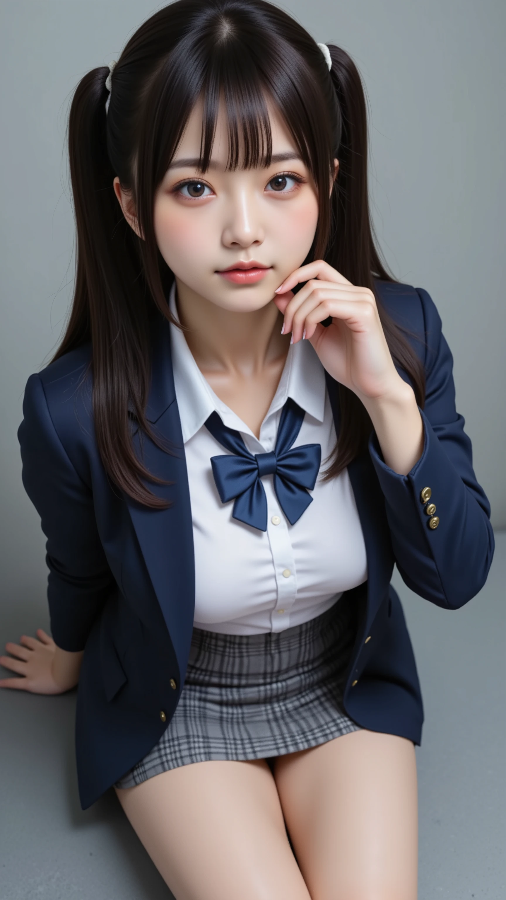 nsfw、
 photorealistic、
 detailed in trends  、
 realistic skin texture  、 mole、Freckles、

whole body、

 beautiful girl 、
 She's a Japanese girl 、
She has black hair 、
 She has twin tails with bangs 、
She is a  、
She is fat、
 She's being bullied  、
She's a public toilet at the school, so school guys are free to rape her anytime、
 she's allowed to stay at school just to offer sex、
 she's wearing a checked miniskirt and a navy blue blazer、
She's not wearing underwear 、
She is so embarrassed she has dyed her cheeks bright red、

