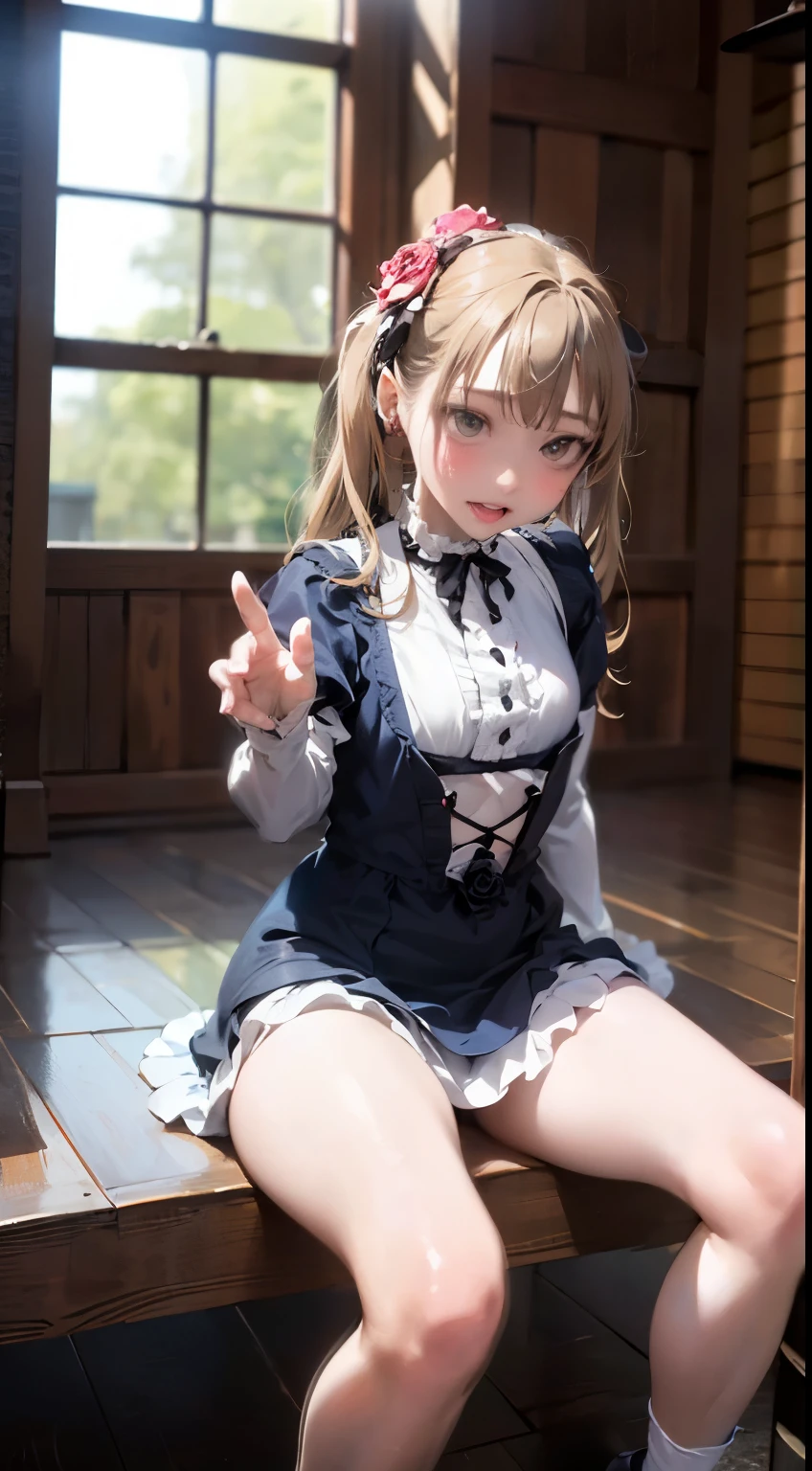 (masterpiece:1.2),8k, beautiful, high quality,  ((Amazing Artwork:1.5)), 
 ((Flexible and sexy posture:1.5)),(nsfw:1.2),

(gothic lolita:1.6),((ruffle,decoration rose dress:1.8)), (flower hair ribbon),thighhighs, 


Cute girl, ((White skin:1.6)), (ahe face:1.8), ((Slim girl:1.5)), (:1.5),  (( girl:1.5)),  

pov,(naughty:1.7),(slut:1.8),

(On a dirty torture chamber:1.5),  moody lighting, prison, 

full body shot, 