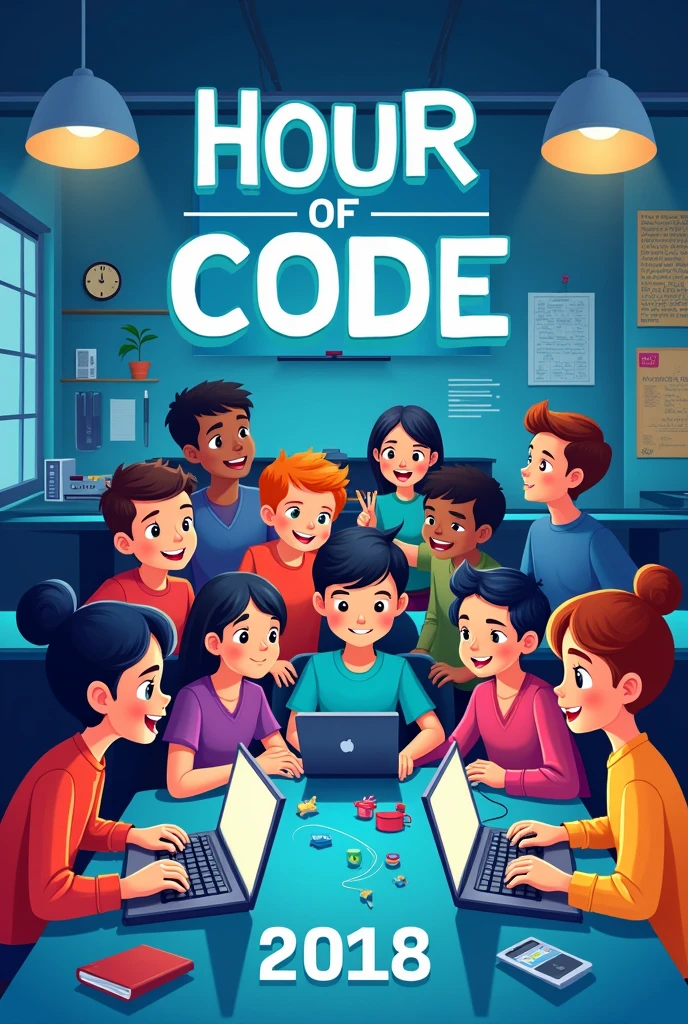 Poster for "hour of code" event in school - SeaArt AI