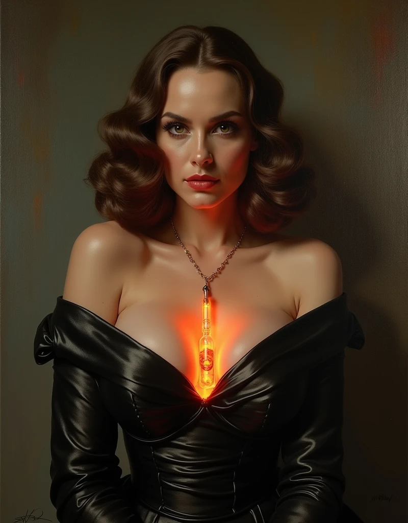 stylish woman with large (piercing ruban:1.2) on her sternum made of yellow transparent elemental particles and metal piercings, she has red nipple piercings high quality photography, cinematic lighting, hyper realistic