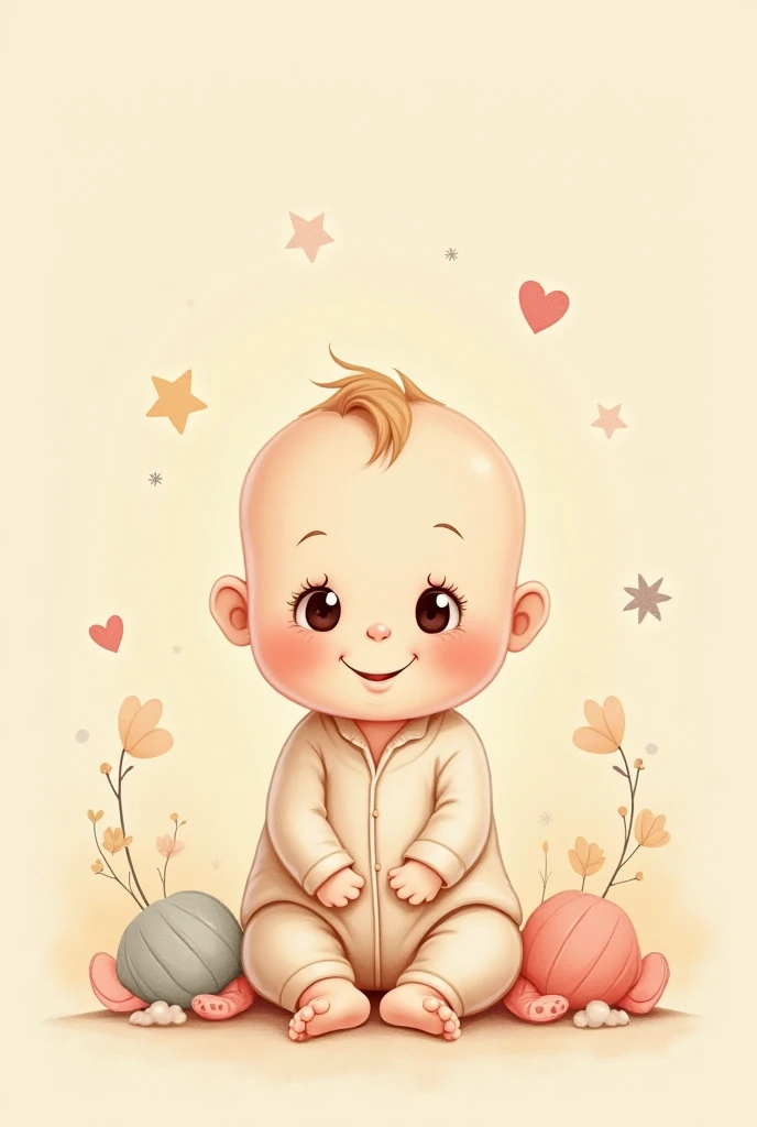 Baby in garden landscape, rzminjourney style, high quality vector illustration, printed shirt, warm sunlight, soft shadows, peaceful atmosphere, vibrant flowers, ultra-realistic details