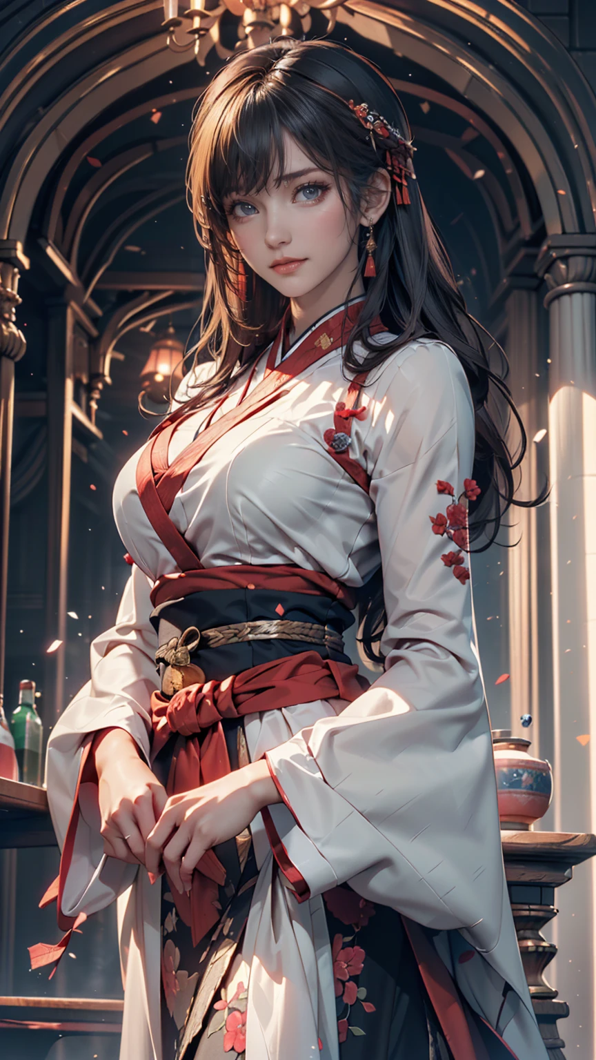 (8k, RAW photos, best quality, masterpiece:1.2), ( is present, photo- is present:1.37), 1 girl in the best, knight , professional lighting, photon mapping, radiosity, Korean Doll, long traditional dress, gray background