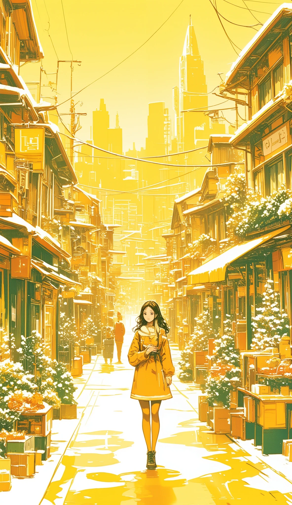  chrome yellow illustrations , Flat Street ,  cake decoration, Roast turkey, Girl on her way home from school,  yellow-green illustrations , End of the year,  English muffins ,  Christmas Eve ,  Girl,  Merry Christmas ,  mimosa illustrations , To you,  illustrations with canary yellow as the main color,, Busy Cities ,  beautiful woman,  Santa Claus,  cream yellow illustrations 