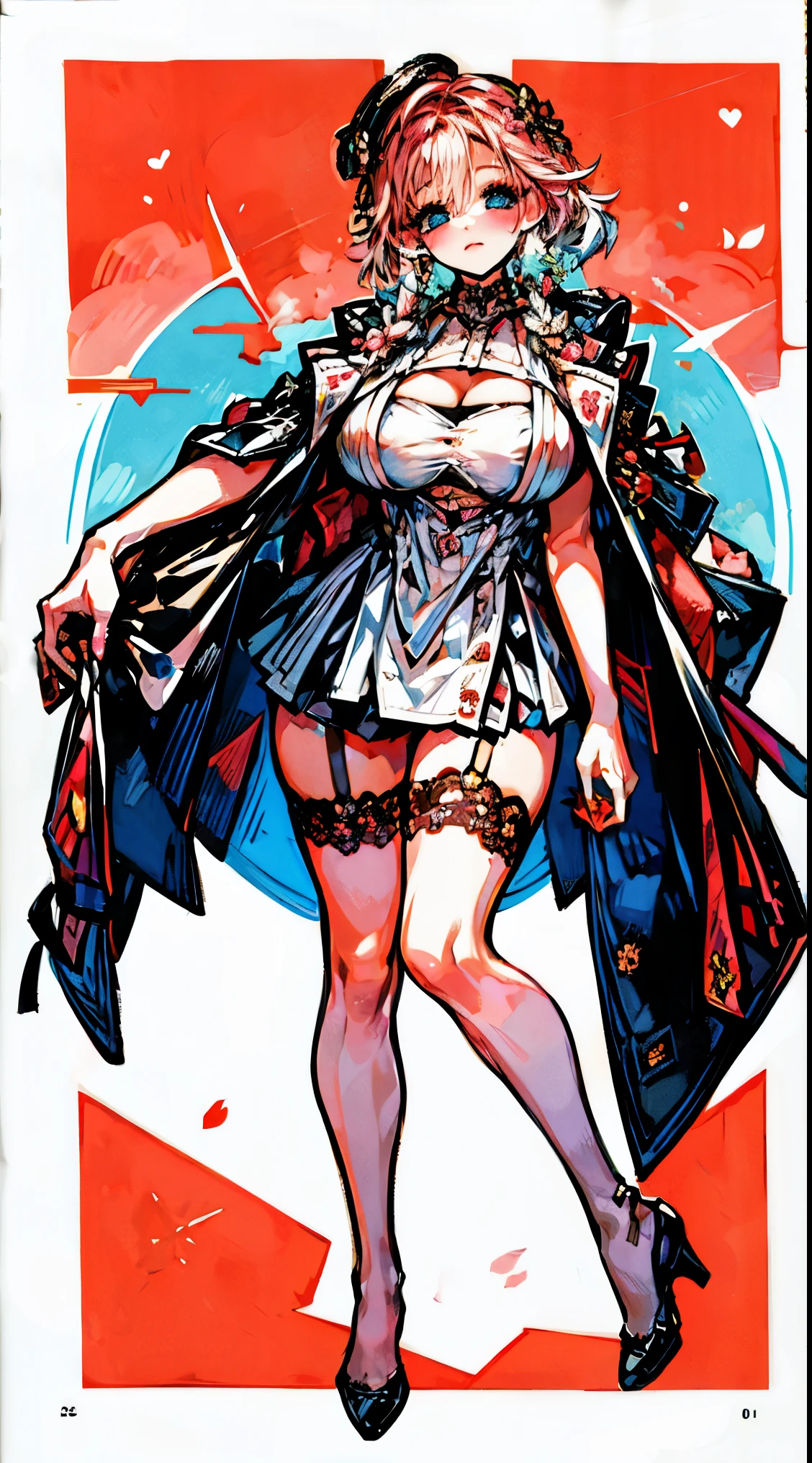 Head to toe, reference-sheet, fullbody, standing up ref-sheet (Masterpiece, Best quality, High quality:1.4), (Curvy:1.1), Standing up at your desk, Office, (Full body shot:1.1),
Long white hair, blush, Makeup, Ultra Detail Hair, Ultra Detail Face, (Blue eyes:1.05), Perfect eyes, Perfect face, Earrings, (Confused, Blush:1.2), (a garter belt:1.1), pencil skirts, lab coat, office uniform, high-heels, tall, long sexy legs, (Large breasts:1.1), cleavage, Big ass, Thighs,