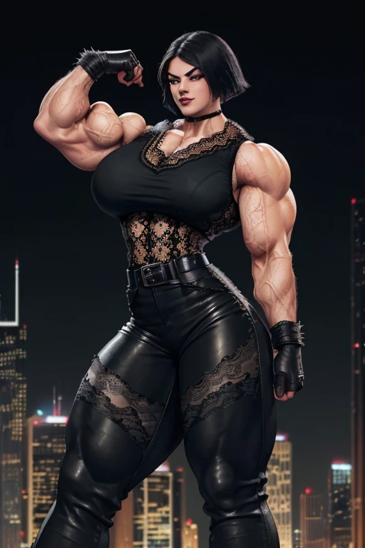 (high resolution, pixel perfect, gorgeous illustrations), (hyper quality, muste piece, etheric: 1.4), ((nsfw)), ((cowboy shot)), face focus, ((1girl)), (boyish, cheeky girl), (((teenage girl))), (hairy_woman), (((((punk))))), hot Rocker punk girl, ((((sexy pose, open stance)))), cool atmosphere, yellow eyes, black hair, ((((punk_hair, very_short_hair, slicked_back_hair)))), (((piercing))), eyelid_piercing, nose_piercing, ((Exquisite face)), ((black_lips)), tattoo, ((((muscular_female)))), (ideal ratio body proportions, slender, small breasts), fighter, (((bitch))), ((china dress)), shiny skin, gleaming skin, simple background,