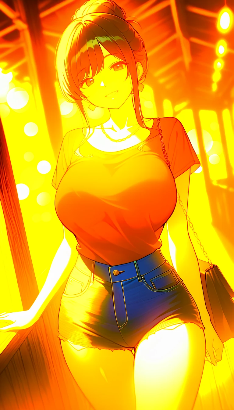 2heads, a short chubby woman. With 2 heads. She has enormous breasts. She is wearing a sweater and jeans. She is in a bar dancing. She looks drunk. She is laughing out loud. Her breasts are massive. She is dancing. Her breasts are huge.