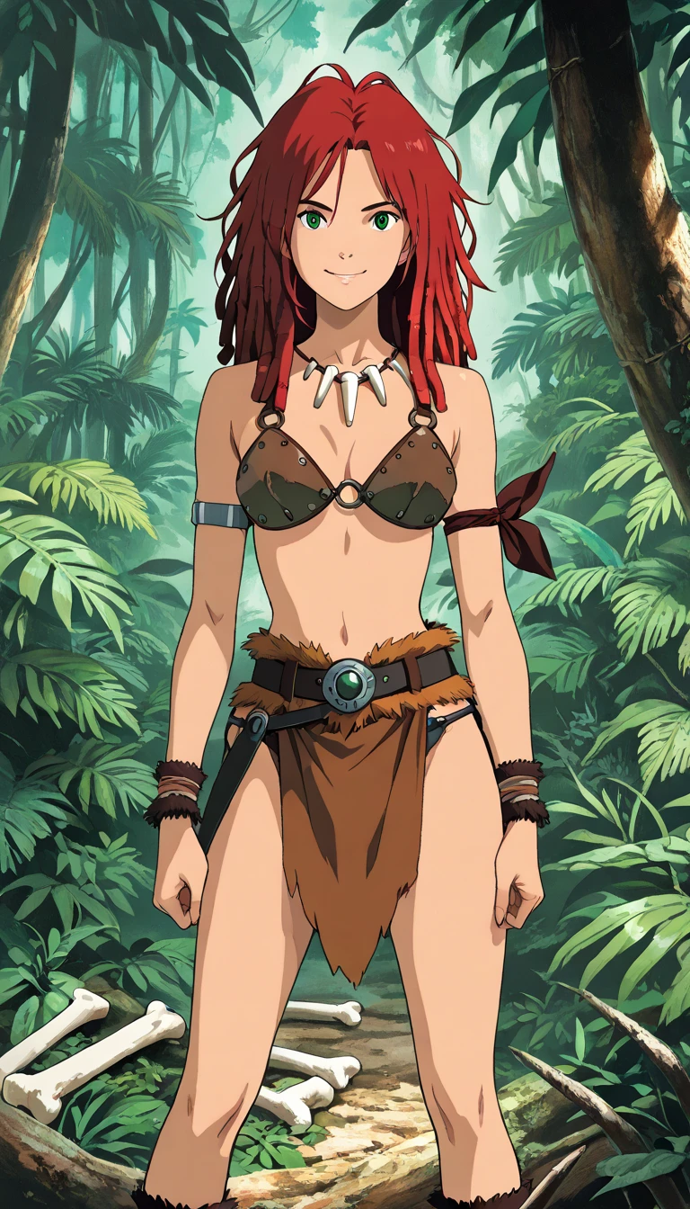 (1girl, bikinifighter), (extremely detailed CG unit 8k wallpaper),(master part), (best quality), (ultra detail), (best illustration),(ghibli style), cowboy shot, (Sharp eyeliner, ombre, detailed eyes:1), Woods background, ,break , (GHIBLI_Background), upper body, 