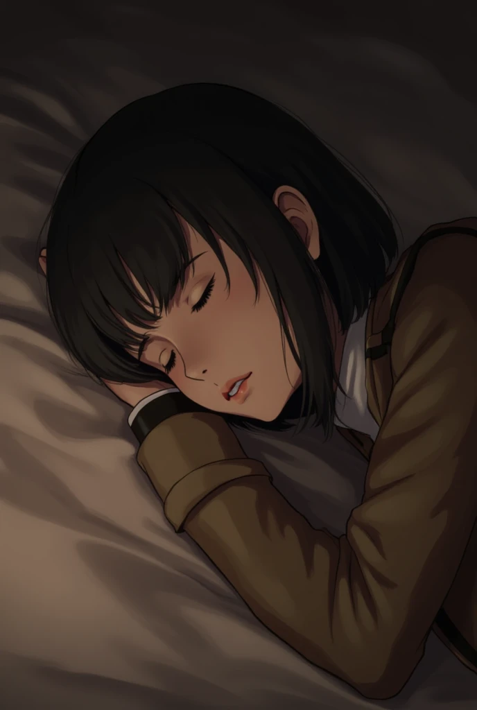score_9, score_8_up, score_7_up, score_6_up, uncensored, Yukinoshita yukino, black hair, long hair, blue eyes, sweating, BREAK (masterpiece:1.2), best quality, high resolution, (detailed eyes:1.3), perfect lighting, (perfect hands, perfect anatomy), (small breasts:1.3), 1girl, solo, looking_at_viewer, lying, pantyhose, black_legwear, shorts, jacket, long_sleeves, breasts, on_stomach,