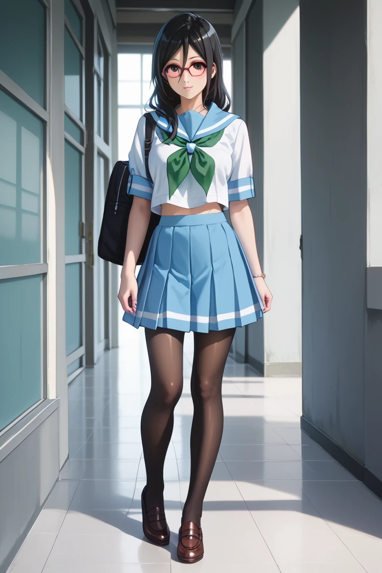 Masterpiece、high resolution、Japanese girl、Walking in the park、Mini skirt dress、Over the knee socks、A dynamic pose、((Low - Angle))