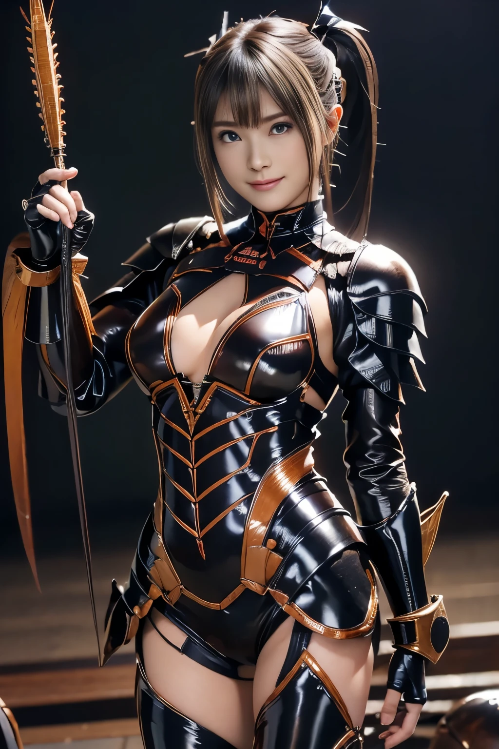 (high resolution,masterpiece,best quality,extremely detailed CG, anime, official art:1.4), realistic, photo, amazing fine details, all intricate, gloss and shiny,awesome many layers, 8k wall paper, 3d, sketch, kawaii, illustration,( solo:1.4), perfect female proportion,villainess, (fusion of dark brown cockroach and lady:1.4), (brown cockroach form lady:1.2), (brown cockroach lady:1.2), (fusion:1.2), (solo:1.4), (evil smile:1.2), muscular, abs, (cockroach brown exoskeleton bio insect suit:1.4), (cockroach brown exoskeleton bio insect armor:1.2), (brown transparency cockroach wing:1.4), (brown cockroach antennae:1.3),
