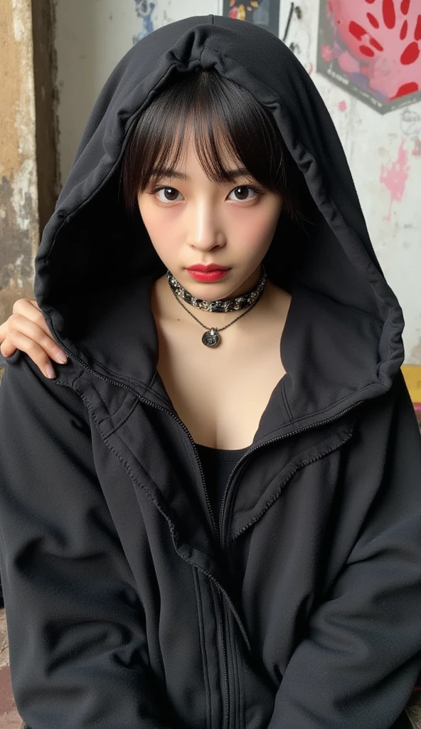 Big Tits,Big Ass,
Robe:
• 長い黒のフード付きRobe: 全身を覆う長い黒のRobeを着用。Robeは重厚感があり、The silhouette flows and expands with every movement.。The hood is worn deep to cast a shadow on the face.、Creates a mysterious atmosphere。
• Tight inner dress: Robeの下には、Wearing a tight inner dress that accentuates the body line。The dress is jet black、Materials include satin and leather、Ideally, something that is shiny but also has a dark and cold impression.。The slit in the dress、Look at your feet、It also has ease of movement.。
•accessory:
• Chain and bone motifs: A chain choker is worn around the neck.、They also wear ornaments with chain and bone motifs around their wrists and waists.。These act as symbols of the Grim Reaper's ruthlessness.。
• Gloves: 長い黒のレザーグRobeを着用し、With a cold touch、Emphasizing the intimidating presence of the being who controls death。
• Weapons:
• Scythe(Death Scythe): Holds a large scythe, which is the symbol of the Grim Reaper。The scythe has a jet black blade、The handle has decorative carvings、Made of cold, shiny metal。The posture of holding the sickle、To be powerful yet elegant。
Makeup • Skin:
• Ghostly pale skin: The skin is very white、Gives a pale, bloodless look。For the skin、Add faint shadows and shading to emphasize the bone structure.、Strengthen the impression of belonging to the world of death。
• Eyes:
• Deep dark eye make-up: Black or dark purple eyeshadow for the eyes、Create deep shadows。Apply eyeliner thickly、Boldly lift the outer corners of your eyes、Showing a cool head。Use color contact lenses on your eyes、It is effective to choose eerie and mysterious colors such as red and white.。
• Tear lines: By drawing red lines under the eyes like blood tears、Expressing the emotions of death without sadness or pity。
• Lips:
• Black or deep red lipstick: For lips, use a matte black or crimson lip color.、Creates an ominous atmosphere。Define the lip contour、Slightly over-lip for a cold look。
•hairdo:
• Long black hair: Her hair is long and straight, black.、Finished with a matte texture that does not reflect light。Hair should be styled in a natural, wind-blown style.、You can also add some waves to the whole hair to give it some movement.。In some cases、Even if you use a white or silver wig、Emphasizes a cold impression。