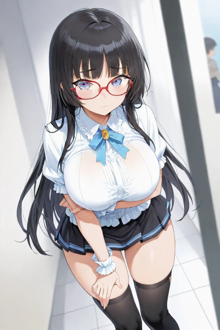 highest quality,wonderful,finely,extremely detailed CG Unity 8K wallpaper, (1 girl, blue eyes), ((largest breast)),(huge breasts:1.2), (black school swimsuit:1.3), (bare shoulders:1.1), (clavicle:1.1), (semen:1.2), (loli:1.5),(sperm:1.2), (zettai ryouiki:1.2),(constriction:1.2), (Are squatting:1.2),(Nipples),(Nipples visible),  ((cum,sperm,semen)),(((cum on face))),((ejaculation semen)),((ejaculation cum)),(((bukkake))),wavy hair,semilong,arms up,armpit,locker room,(((cum on body))),(((sukumizu))),Glasses,