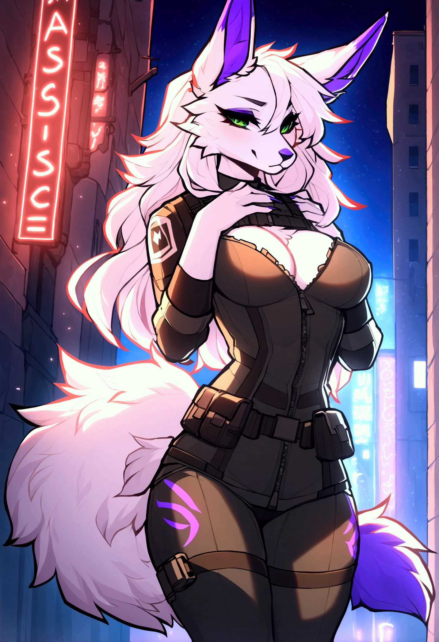 Draft Sketch (nsfw)))), uploaded the e621, beautiful and detailed,woman (((female))) ((anthro)) hellhound, Ross Tran, by ruan jia, by zaush, by foxovh, lighting cinematic, seductor, hellhound, thighighs, (huge chest) foxovh 1girls ai_generated bare_shoulders big_breasts, (blush, twintails, long hair, hair between eyes, ((streetwear clothes)), city, outdoors, night, movie poster, extremely detailed 8K, smooth, high resolution, ultra quality, cinematic lighting, ambient occlusion, hd, 2k, 4k, 8k, 16k, extremely detailed anime, n, wide shot, atmospheric lighting, very sexy, lift skirt, random low back angle, uncensored, nsfw, sin censura), she has a atractive body, super sexy thick, beautiful face, beautifull long white hair , super hot,  a , she is atractive with a naughty face, she is cute and sexy as the same time, and she is staring at the viwer with desire..., red eyes, loona, krystal, crop top