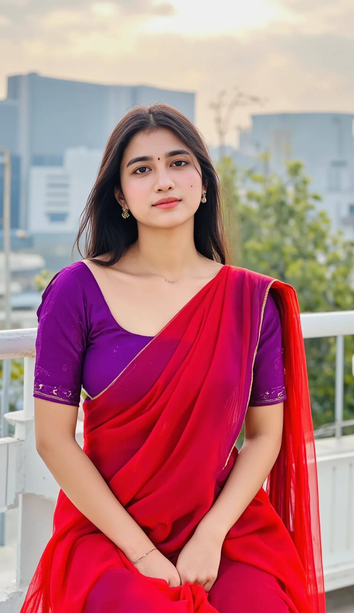 A beautiful Indian Girl in simple red color lhanga