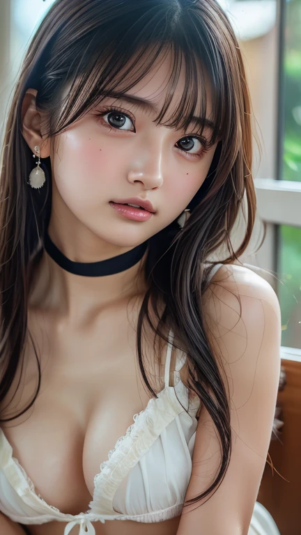 Masterpiece hyperrealist & Photorealistic beautiful girl, Realistic Skin (Pore-filled skin) Short Bob Cut Hair, Realistic red lips,Punk Girl, (head shot:1.5),Shorts