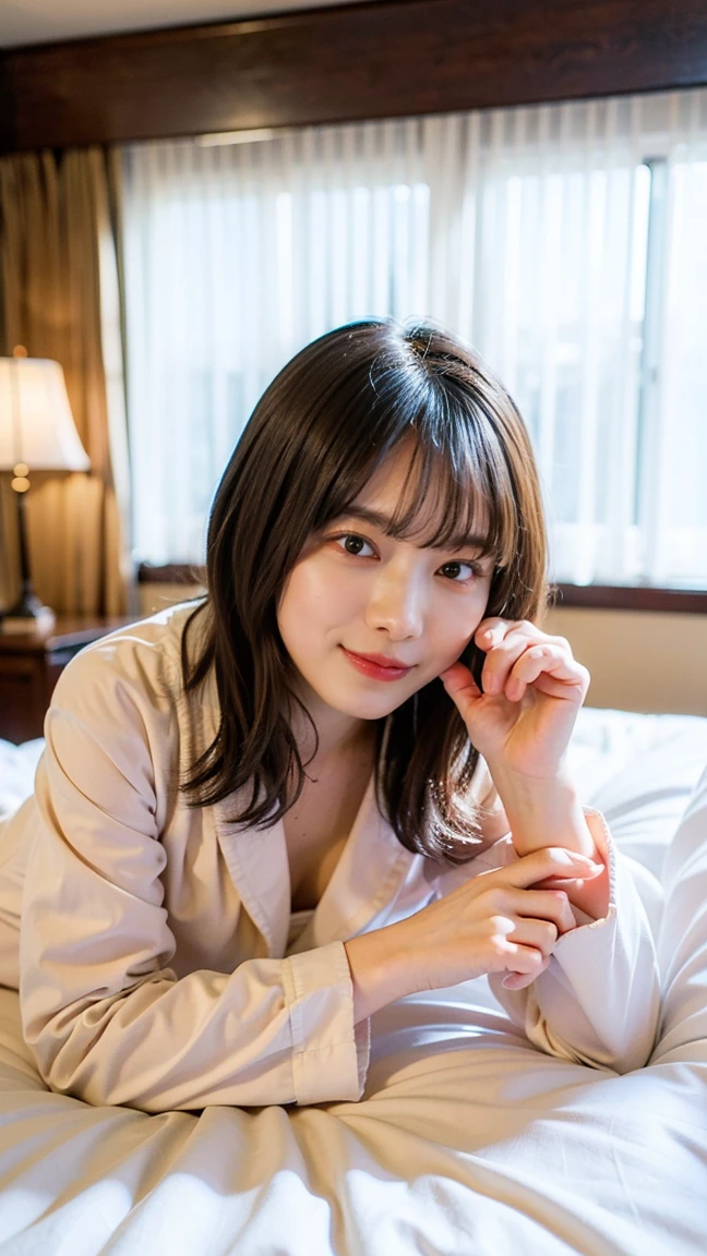 1 girl, (Wear pajamas:1.2), (RAW Photos, highest qualそれy), (Realistic, Realistic:1.4), Tabletop, Very delicate and beautiful, Very detailed, 2k wallpaper, wonderful, finely, Very detailed CG Unlimited 8K wallpaper, Very detailed, High resolution, Soft Light, Beautiful detailed girl, Very detailed目と顔, Beautiful and sophisticated nose, Finely beautiful eyes, Cinema Lighting, Illuminations それ light up the cそれy on a snowy night, Perfect Anatomy, Slender body, Was nervous,
Straight semi-long hair, bangs, Looking at the audience, smile、Fluffy scarf、Lying in bed、Close your eyes、A face waiting for a kiss