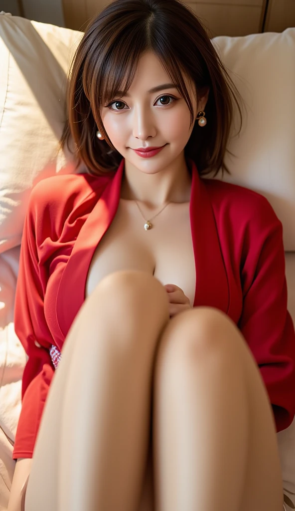 VN03, 1 charming, (Smile:1.2) stunning beautiful wife, 40 years、 High_fashion, designer dress, Wear a cashion, Beautiful posing for photos, fashion秀, game, angry, crazy, dark red eyes, Side-sweep hair, short hair, Long curly hair, Cat steps \(walkway\), , rich and colorful, bright colors, on the table, best quality, absurd, best quality, stunning details, 8k, aesthetic,
