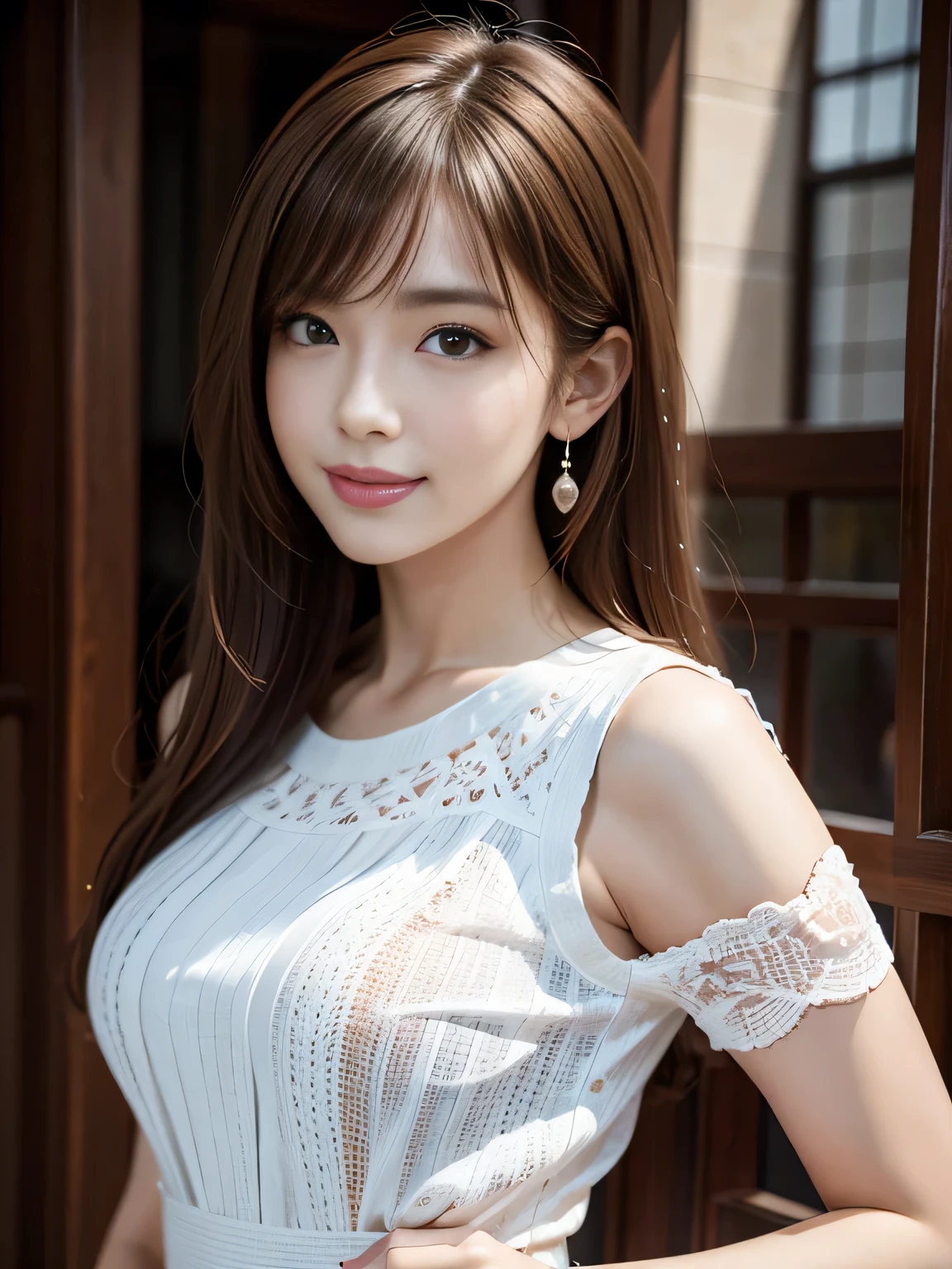 Araffe asian woman in white dress posing for a picture - SeaArt AI