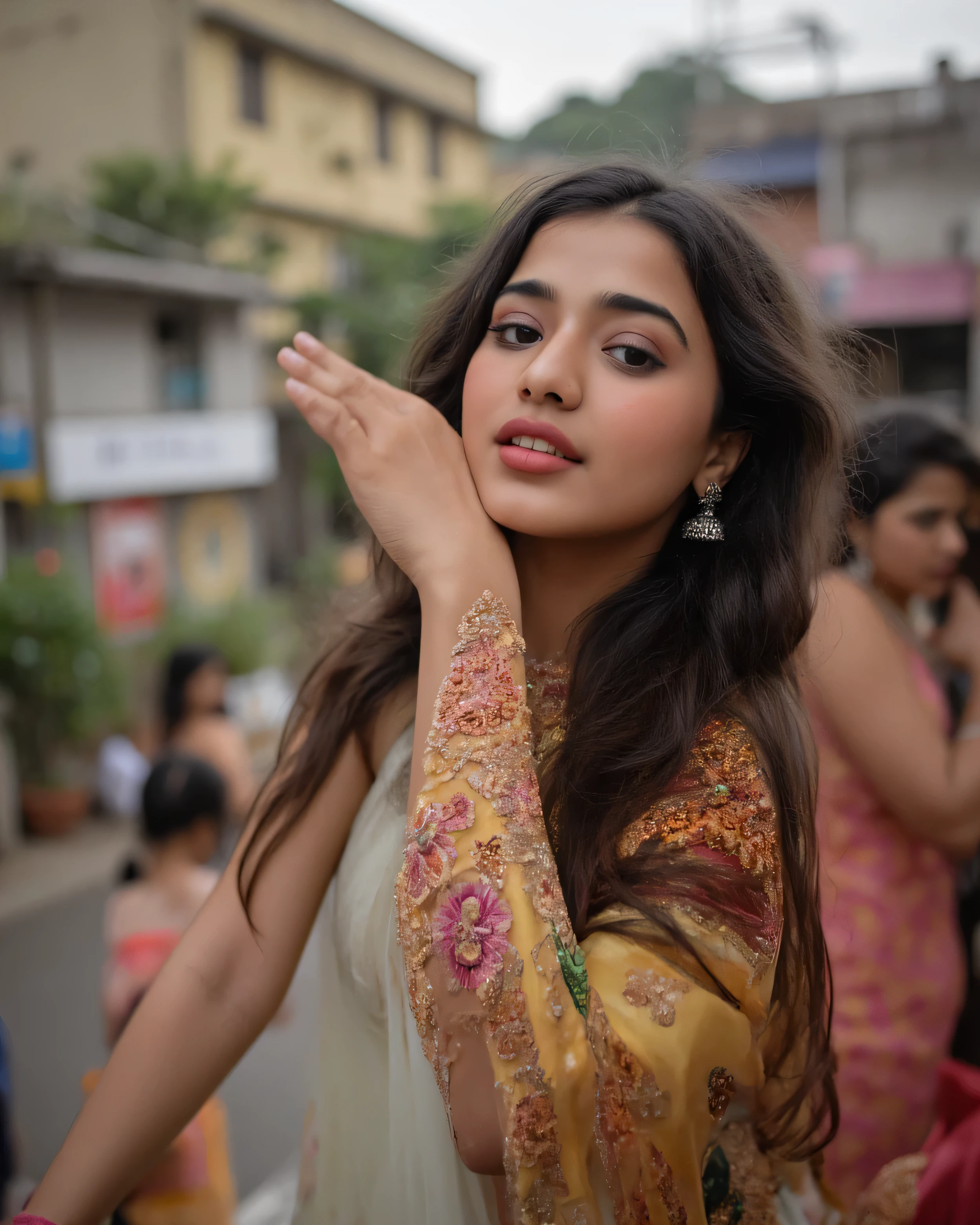 photo of indian girl wide angle photo