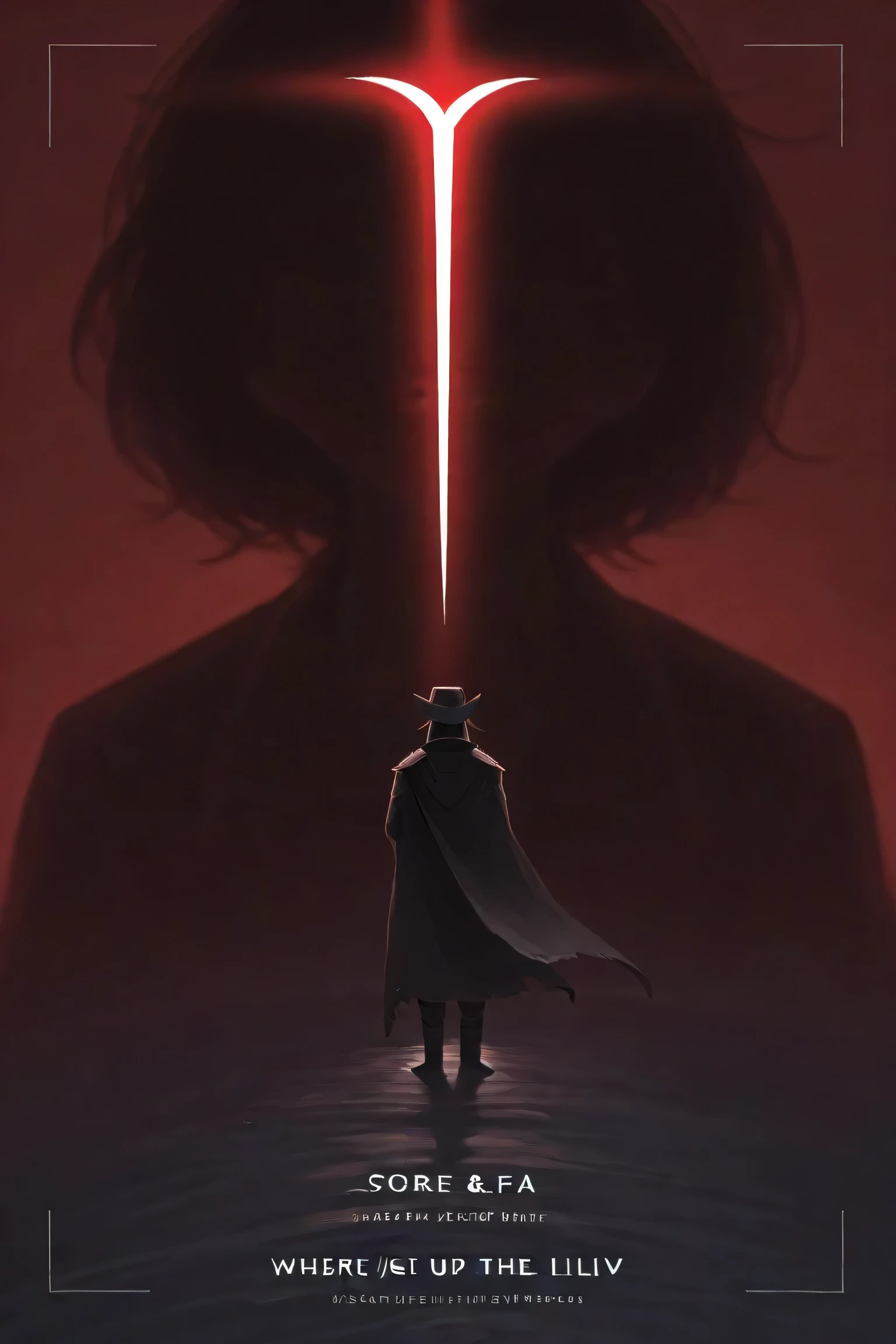 Create a movie cover , where half of it is hero-themed and the other half villain-themed and in the center a heart