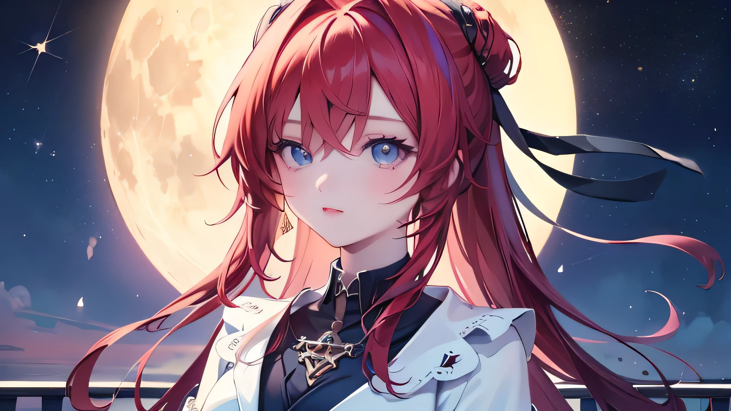 ((最 High Quality )), ((Masterpiece)), ( Details), 1 Girl, 8k resolution, is very detailed, High Quality , 1 Girl, beautiful Japanese woman,18 years old, , Detailed face, one woman, terrace, Moon, beautiful