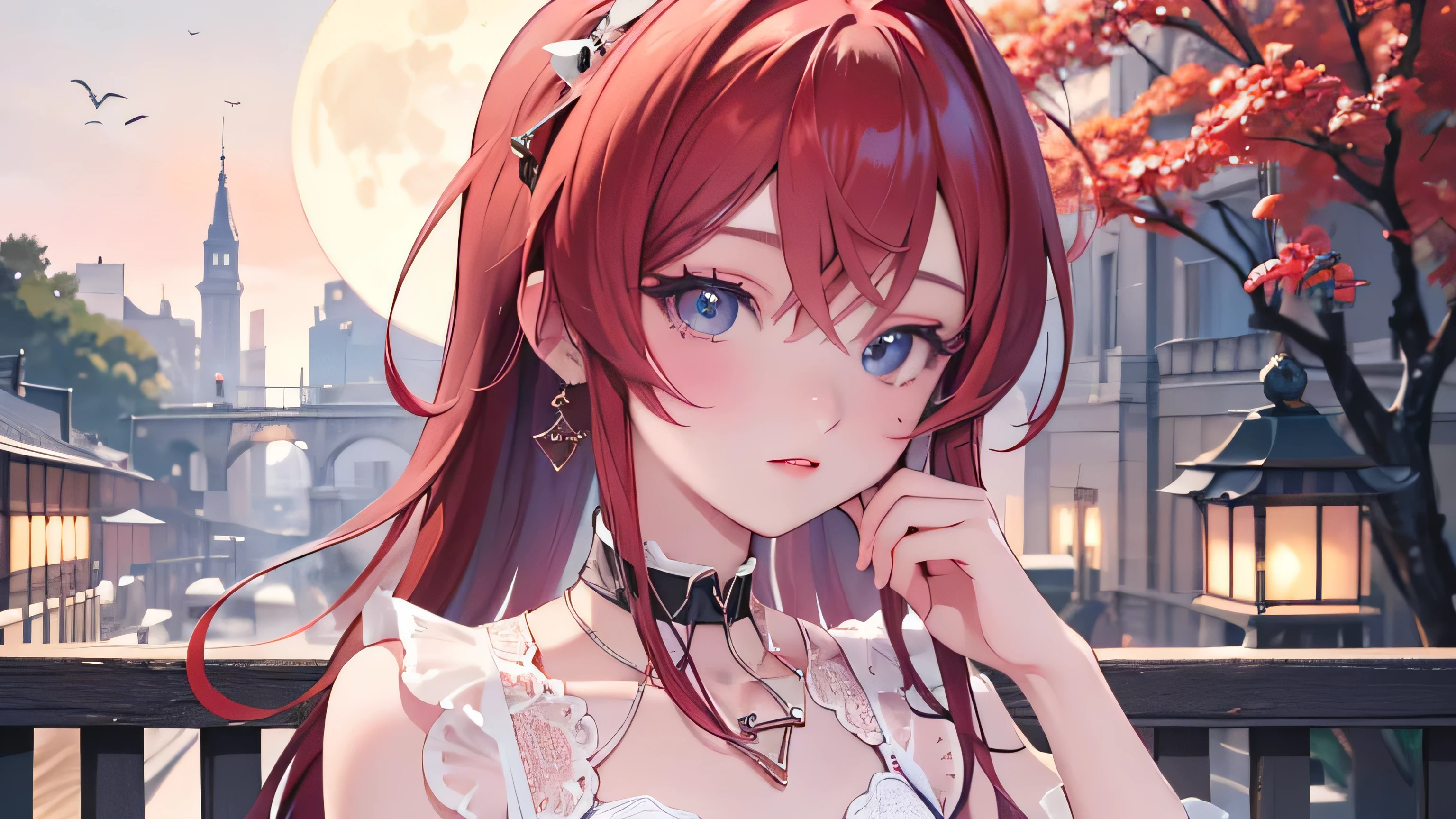 ((最 High Quality )), ((Masterpiece)), ( Details), 1 Girl, 8k resolution, is very detailed, High Quality , 1 Girl, beautiful Japanese woman,18 years old, , Detailed face, one woman, terrace, Moon, beautiful, lingerie