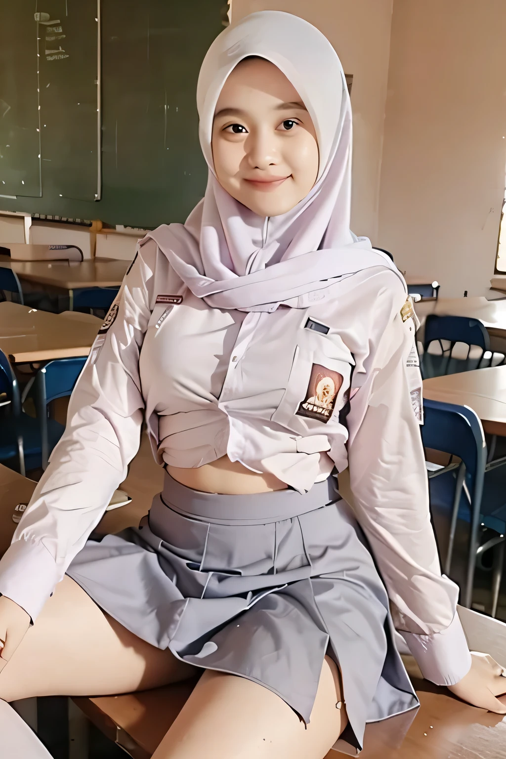 Young japanese girl,  girl, primas, realistic, high detailautiful, innocent, ultra hd, perfect anatomy, naked , nude, beautiful girl, white hijab, wear hijab, high quality, ultra high detailed, sex, small boy, vaginal, anal, girl sth small boys, wear round glasses, dreamy face, smile, innocent hairless pussy, kids sex with kids, cowgirl, spread legs,