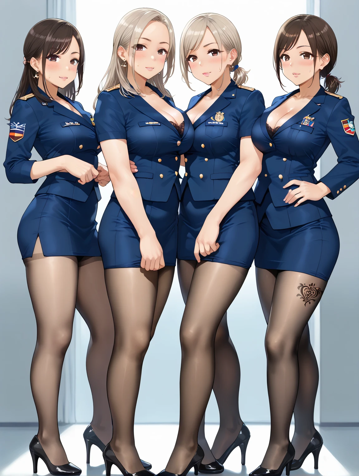 A group of young women in uniform posing for a photograph, Japanese , wear Japanese , Young Gravure Idol, Japanese girls uniform, Young and cute gravure idol, realistic Young Gravure Idol, Naughty, sakimichan hdri, JK Uniform, seifuku, wear , Japanese High School, Naughty style
