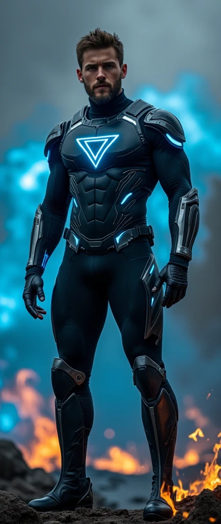 A game character in black and blue clothes with X logo and number 24