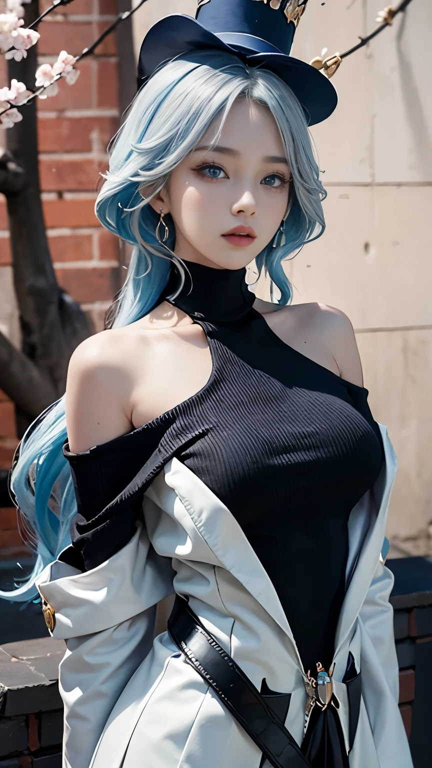 Create a , with long cyan curly hair, Light blue eyes, dark blue jumpsuit outfit,