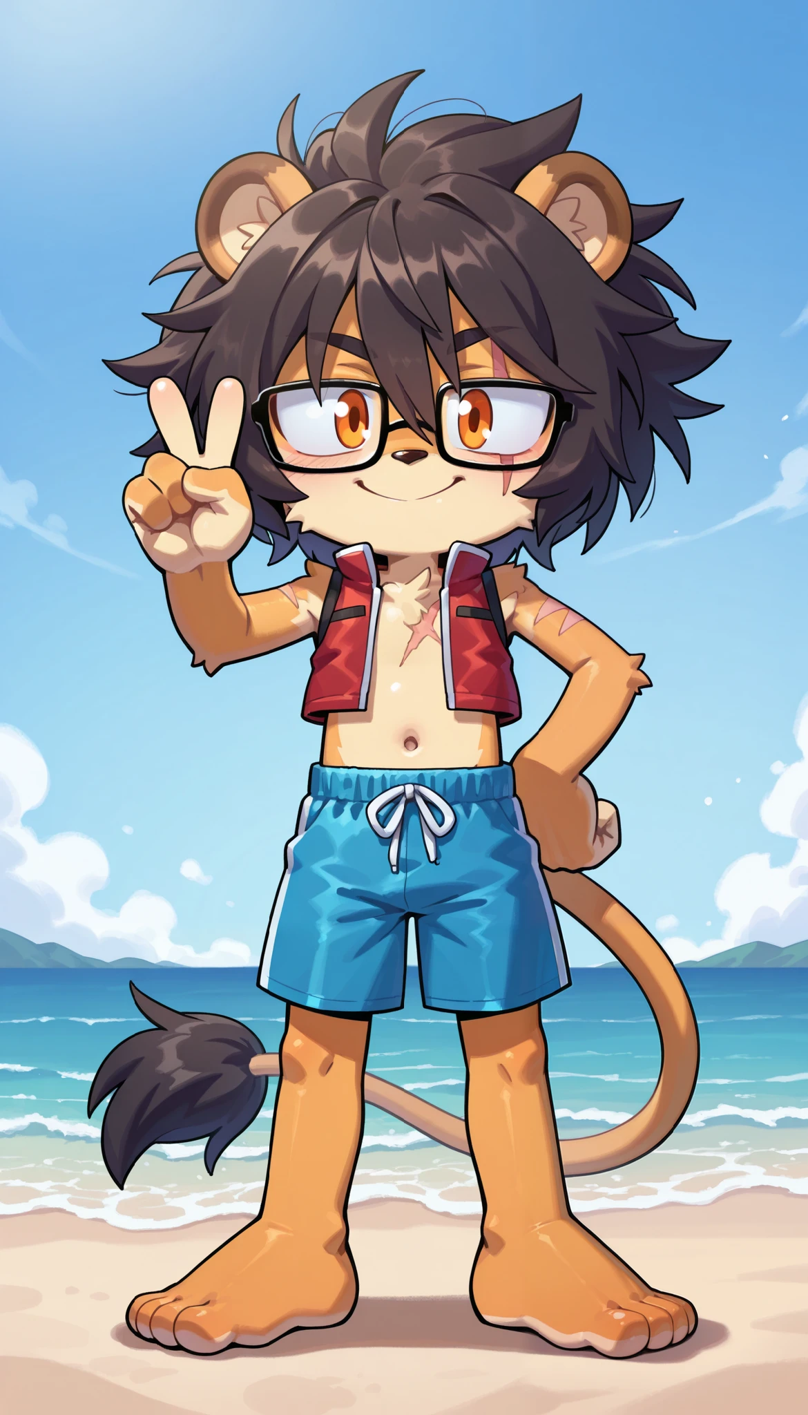 A young monkey, 18 years old, with an athletic body, looking like a young adult