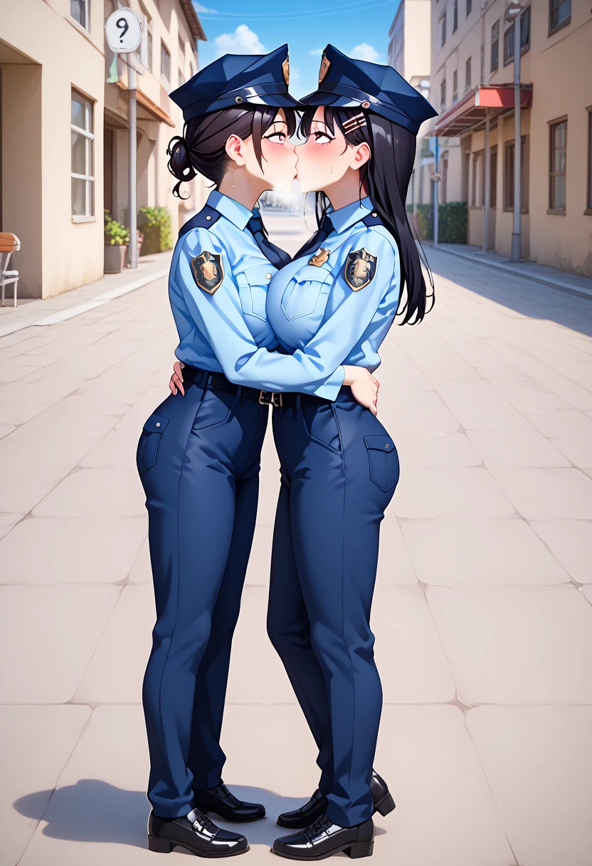 Gestapo uniform, female lesbian kawaii sisters kissing in Auschwitz Jewish concentration camp, wearing Luftwaffe uniforms. 8k. masterpiece. best quality. best artwork. lingerie