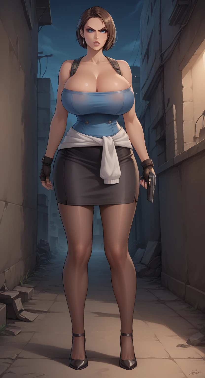 full body, barefoot, solo, female, big breast ,linen tunic, fantasy village, armor, Handcuffs on their hands, With a collar around the neck, hands on hips, slave, ((black choker, shackles on legs and arms))