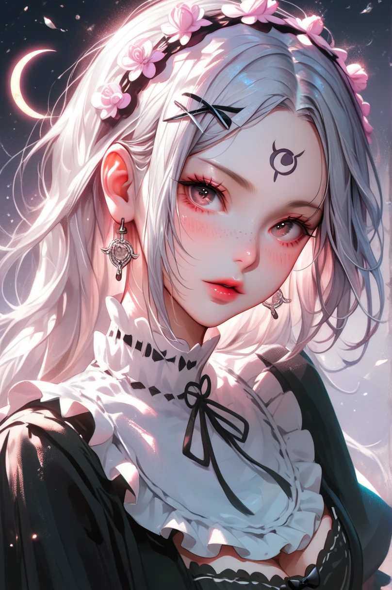 (from above), (dynamic pose), (((white cloud background))), (((high saturation))), ((surrounded by color splashes))) (RAW photo, best quality), (realistic, photo fidelity: 1.3), best quality, highly detailed, masterpiece, hyperdetail, illustration, (1girl: 1.3), (8k, original photo, best quality, masterplece), (photon mapping, radiometry, physically based rendering, auto white balance), ultra-detailed, Beautiful and aesthetic, beautiful, masterpiece, best quality, close-up of a woman with white hair and white mask, beautiful figure painting, Guvitz, Guvitz style artwork, white-haired god, Yang J, epic exquisite character art, stunning character art, Fan Qi, Wu Zhun Shifan, Gu Vitz in pixiv art station, many colors, upper body