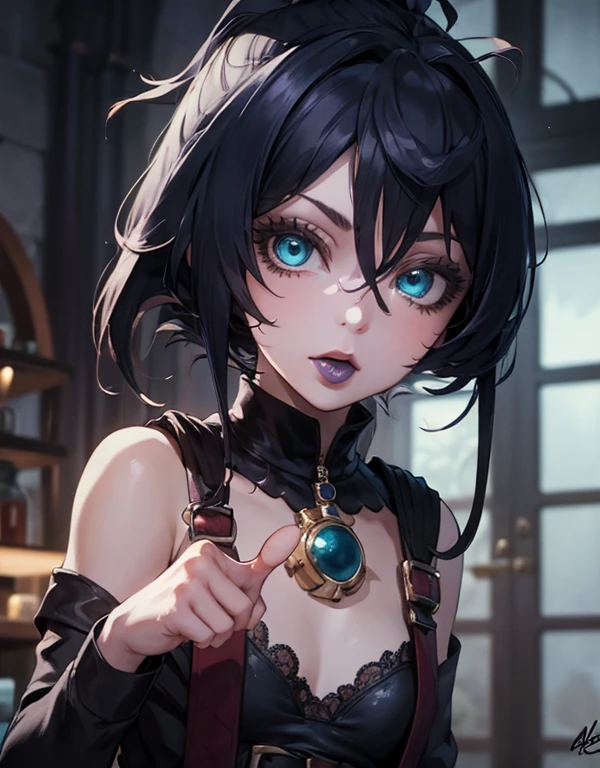 1 woman, (Milf)+, mother, mommy, short_hair, flowing hair, natural hair, dynamic, (wearing bikini top), mage, beautiful eyes, edgy woman, dominant,
Perfect face, (Elegant), beauty majestic, milfication, (very large breasts), curvaceous but thin,
cast epic spells, blue flame around her body, Dark necromancer, Black blue, detailed, high details, old robes, ancient staff, dungeon, darkness, skull, ritual, fog, maelstrom, otherworldly,
(best quality)+, (8k), (face close-up), portraits, eyes focus,
Fate stay night, Nasuverse, FGO, official illustration, R-18, questionable sexy clothing, scantily clad, shaded face