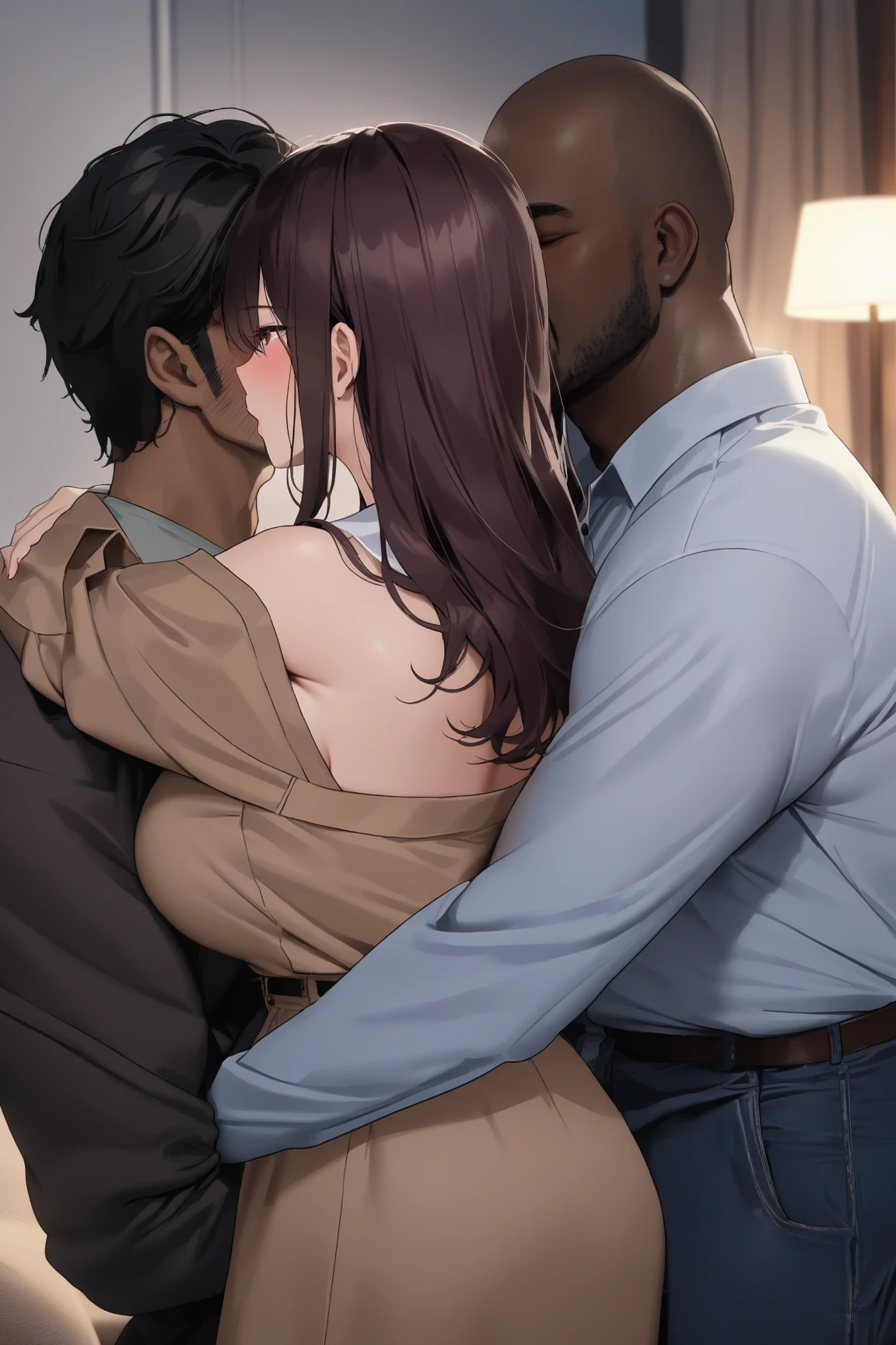 ((Best quality)), ((masterpiece)), (detailed), the guys' bodies touch each other in full height