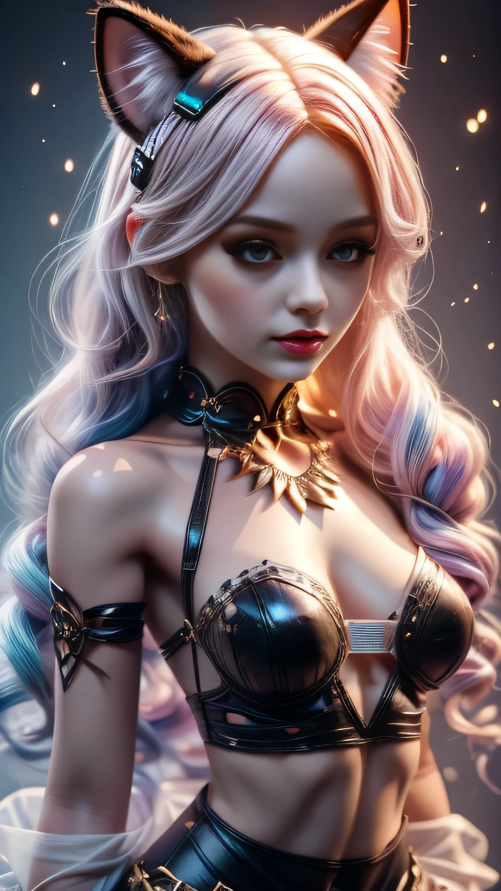 there is a doll with red hair and a cat ears, full body of a goth catgirl, dollpunk, artdoll, [ trending on cgsociety ]!!, beautiful young catgirl, wlop loish and clamp style, cgsociety ), cgsociety - w 1 0 2 4 - n 8 - i, cgsociety 9, bjd, cgsociety