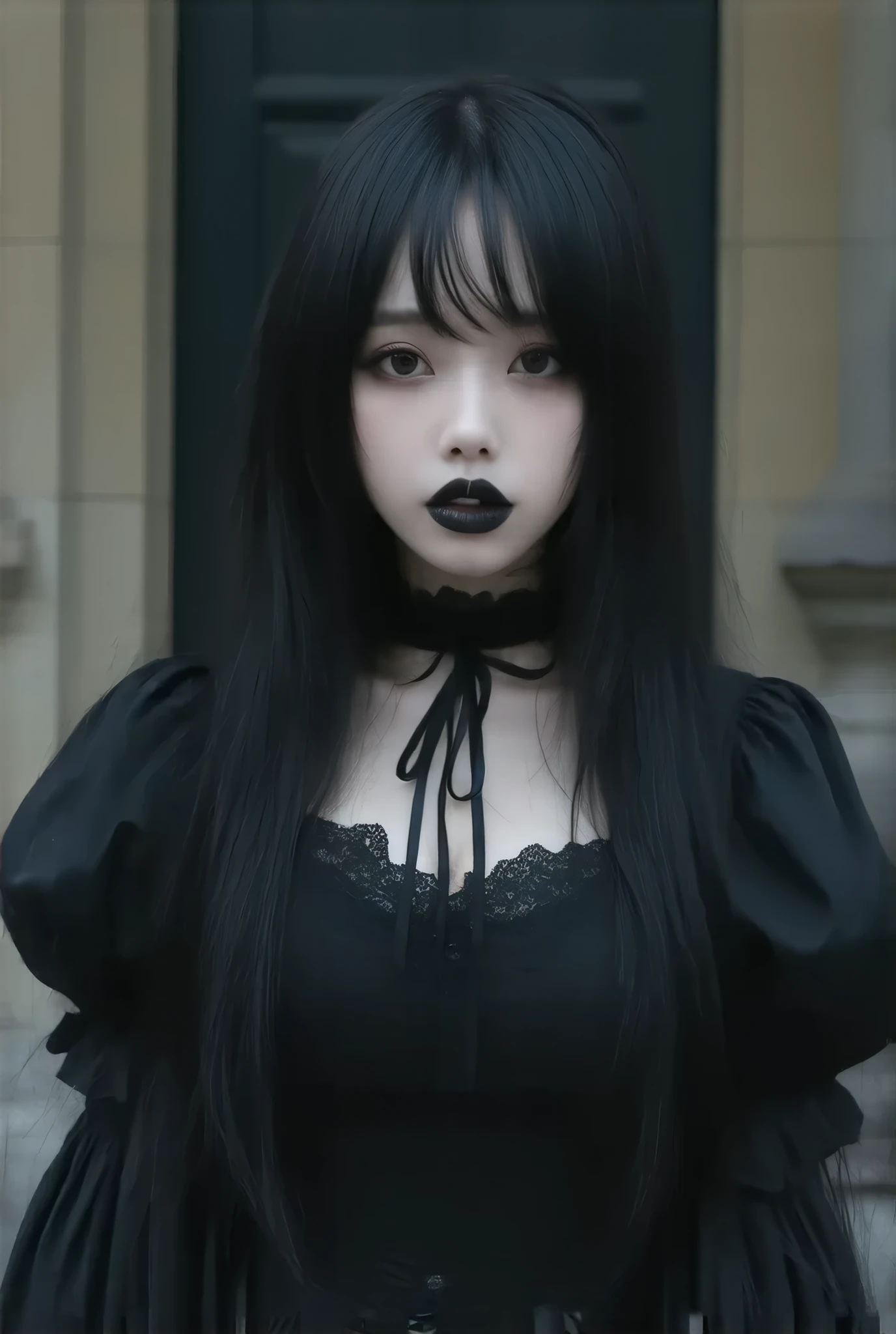 Gothic lolita、⦅Colossal tits:1.2⦆,from above、⦅Skin revealing⦆、Breast Pulling Pose、absolutely outstanding image, very extremely beautiful、masterpiece, top-quality,a picture, kawaii、8K、gothicarchitecture、courtyard、Ahegao
