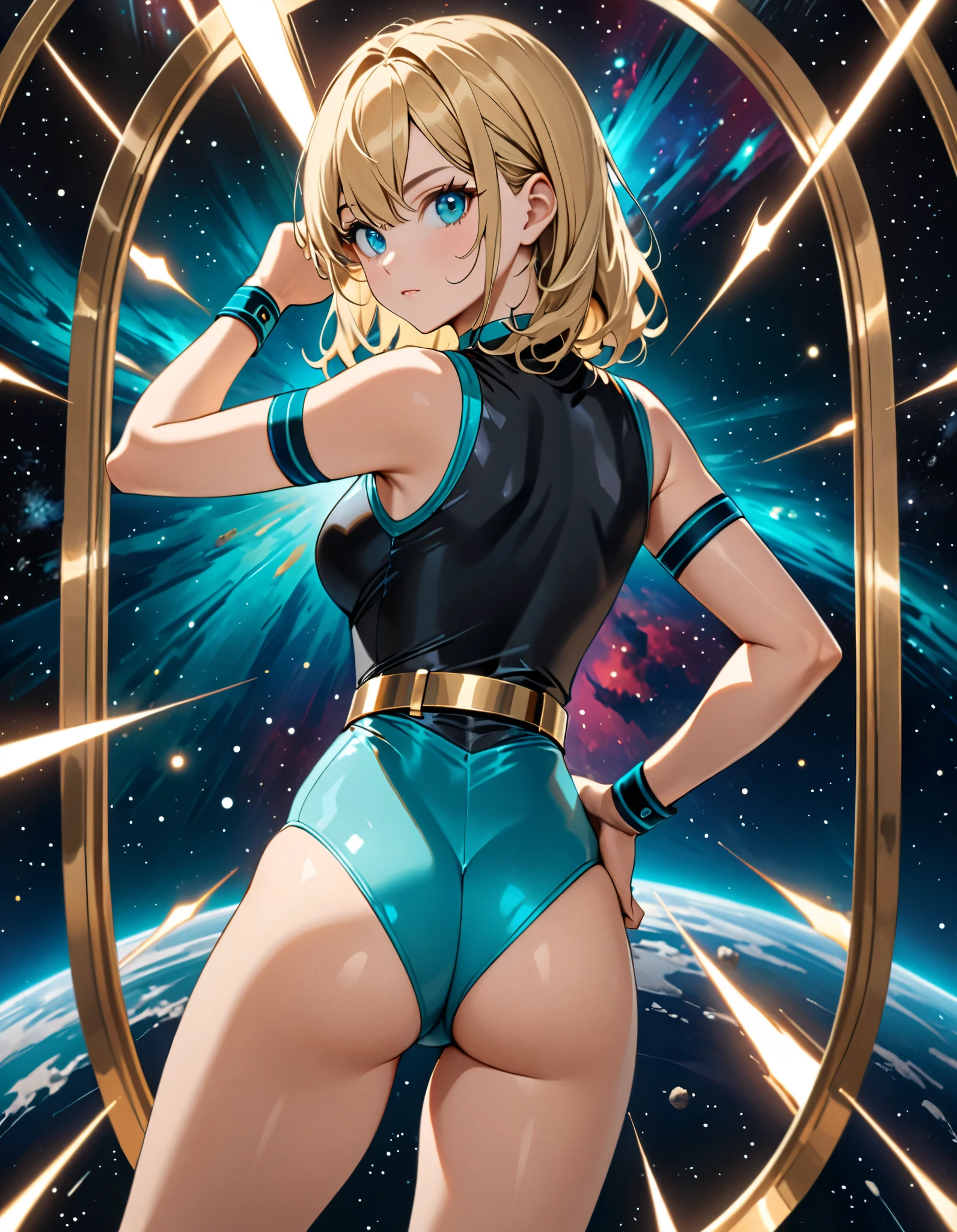 Android 18, showing armpits and pussy half naked.