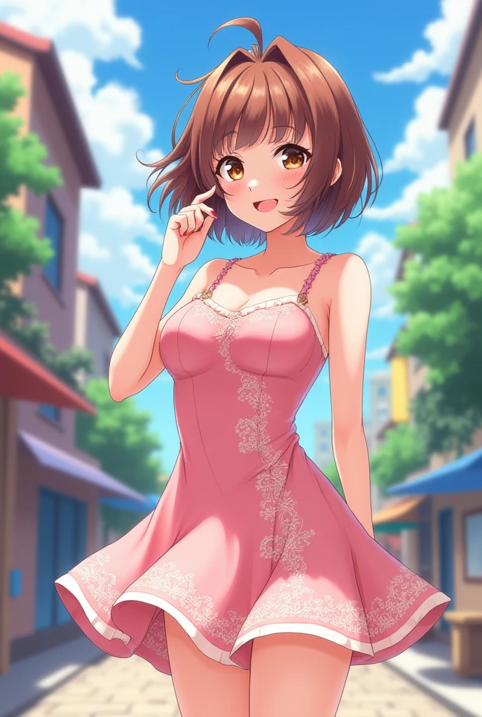 Yumi zawa、Shiny brown hair,Medium Hair, 、(( High Twintails、rabbit style)),Beautiful brown eyes、Sparkling eyes, fine grain、smile、Very fine eye、Very detailed顔, Very detailed目,Cowboy Shot、
(Photorealistic:1.4, 8k), Highest quality, masterpiece, 超High resolution, Perfect dynamic composition,Highest quality, Very detailed, Very delicate and beautiful, High resolution, Very detailedCG, masterpiece,
woman,20-year-old,, venue,(((Sexyk silk mini dress))),,Laugh with your mouth closed,(()),blush,()